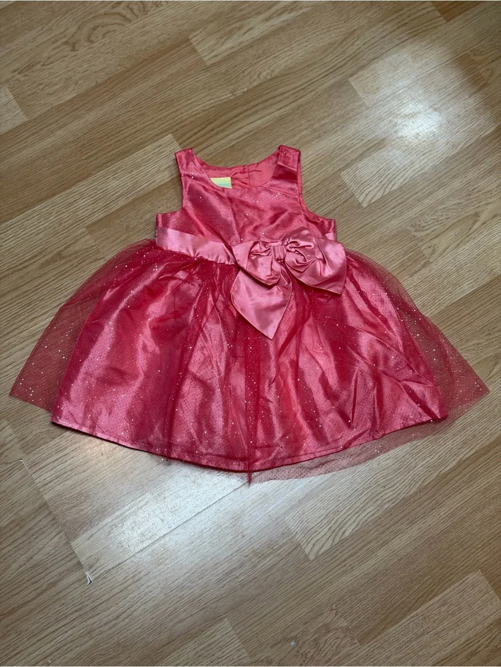 Holiday Editions Girls 3T Coral Glitter Tulle Party Dress Satin Bow Formal